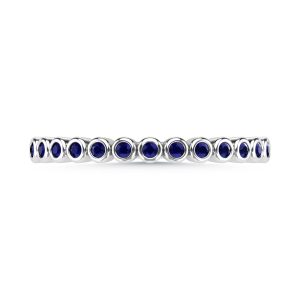 14K White Gold Blue Sapphire 1/10 Ct.Tw. Stackable Band