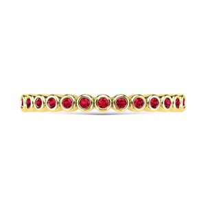 14K Yellow Gold 1/20 Ct.Tw. Diamond and Ruby Stackable Band