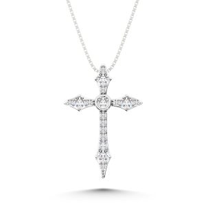 14K White Gold 1/6 Ct.Tw. Diamond Cross Pendant