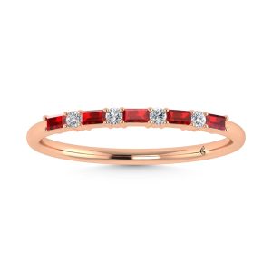 14K Rose Gold 1/5 Ct.Tw. Diamond and Ruby Stackable Band