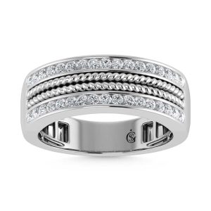 14K White Gold  Diamond 1/2 Ct.Tw. Mens Band