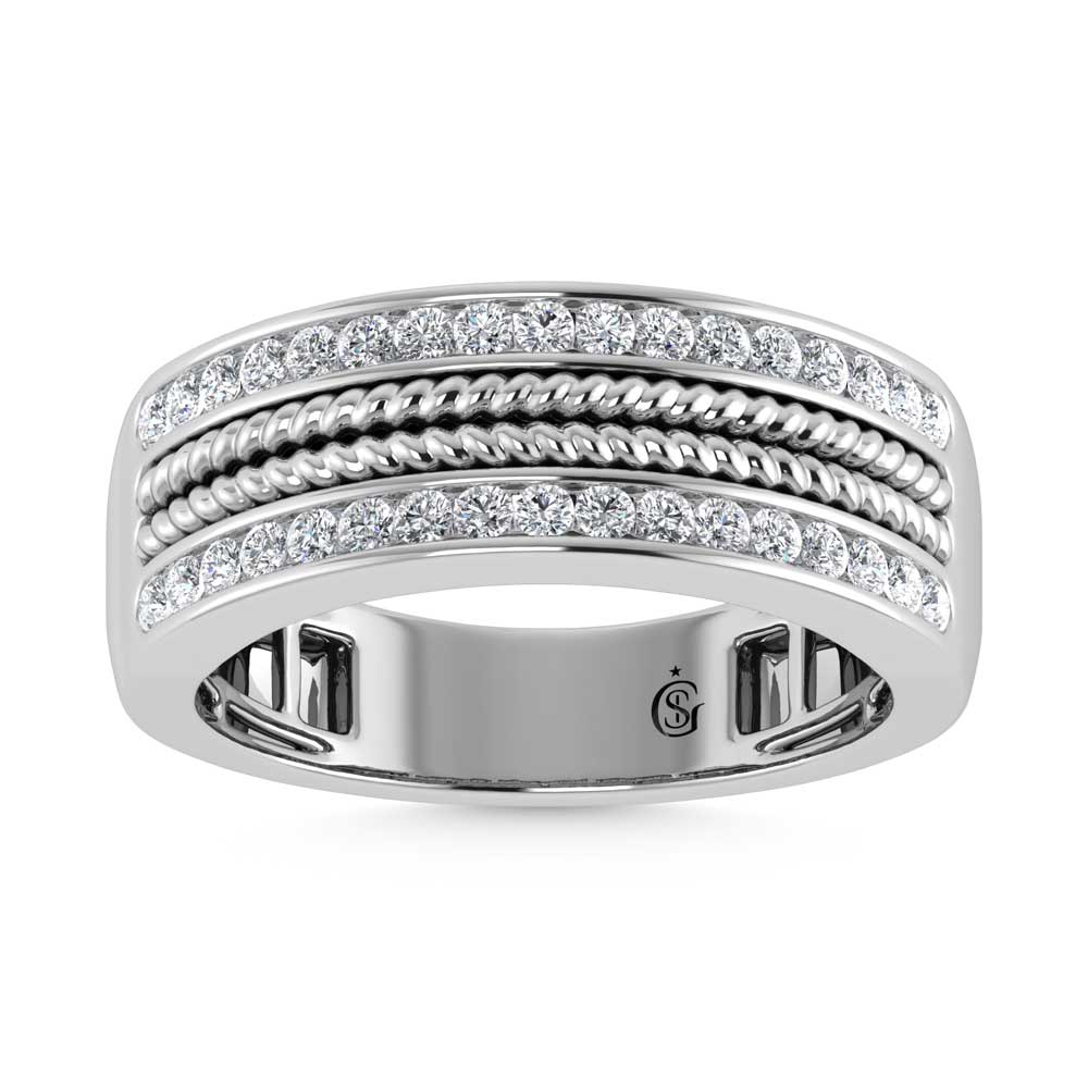 14K White Gold Diamond 1/2 Ct.Tw. Mens Band