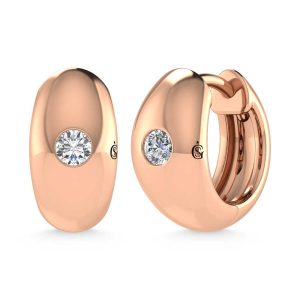 14K Rose Gold Diamond 1/5 Ct.Tw. Flush Setting High Polish Hoop Earrings