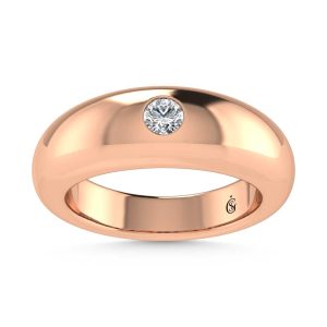 14K Rose Gold Diamond 1/5 Ct.Tw. Flush Setting High Polish Band
