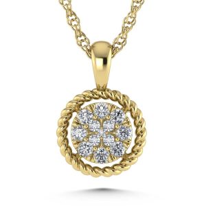 14K Yellow Gold Diamond 1/10 Ct.Tw. Fashion Pendant