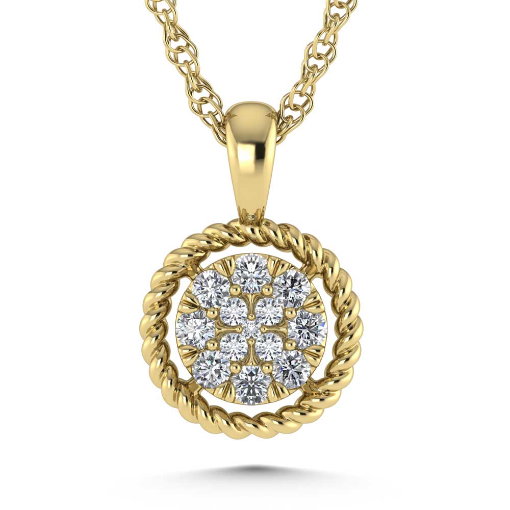 14K Yellow Gold Diamond 1/10 Ct.Tw. Fashion Pendant