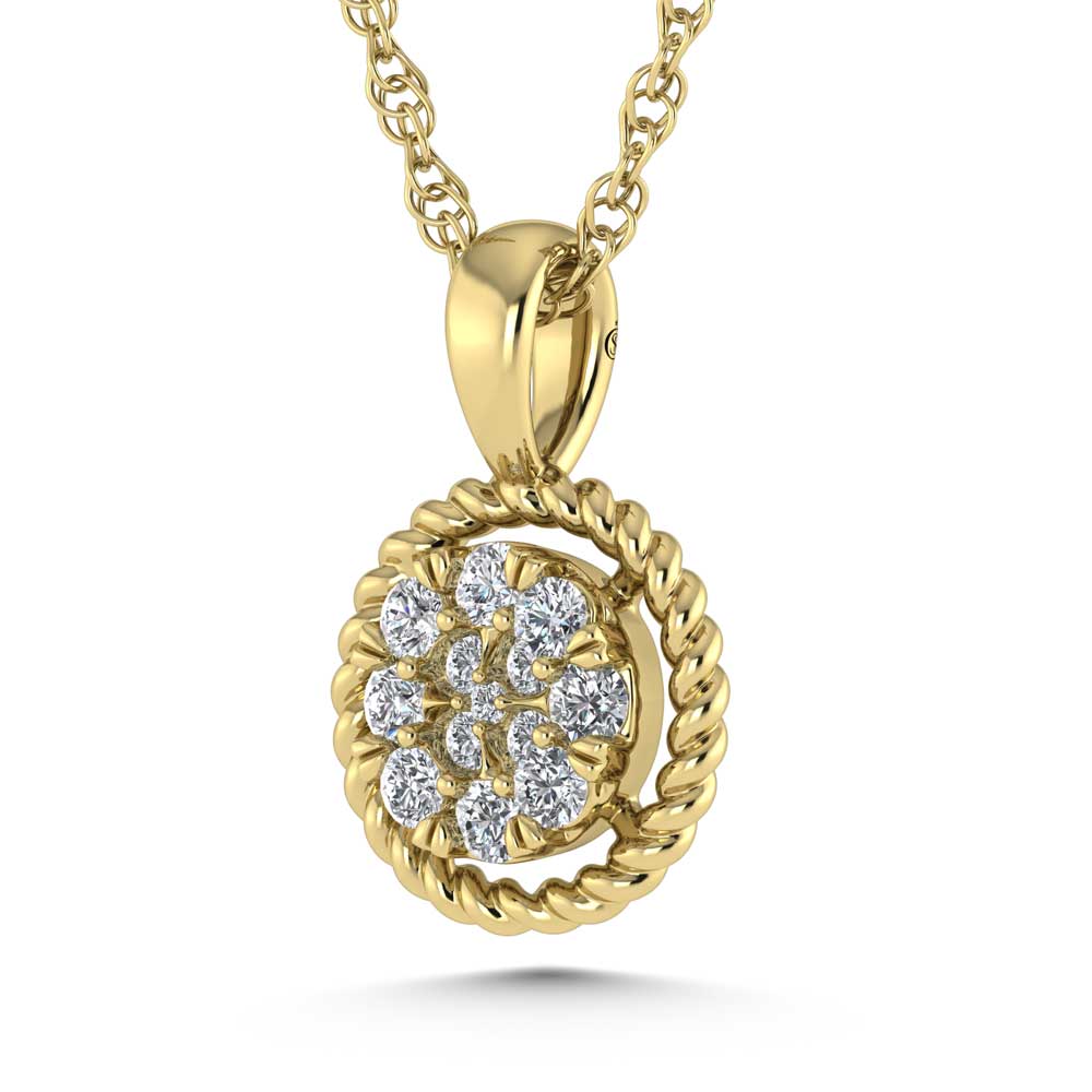 14K Yellow Gold Diamond 1/10 Ct.Tw. Fashion Pendant