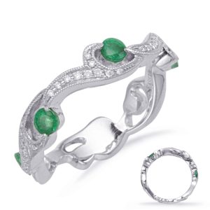 White Gold Emerald & Diamond Ring