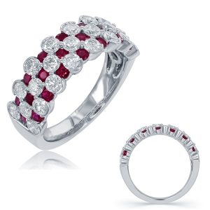 White Gold Ruby & Diamond Band