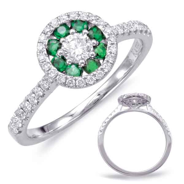 White Gold Emerald & Diamond Ring