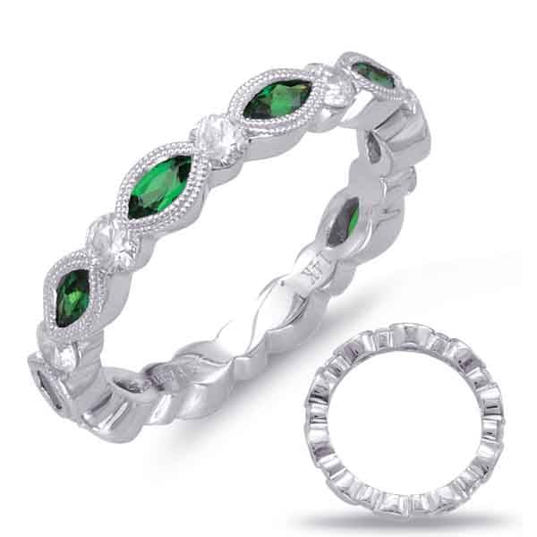 White Gold Emerald & Diamond Ring