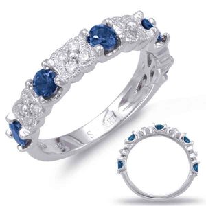 White Gold Sapphire & Diamond Ring