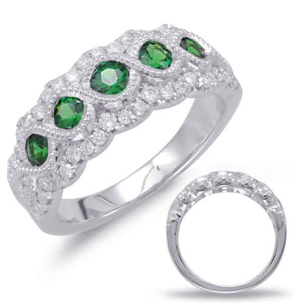 White Gold Tsavorite & Diamond Ring