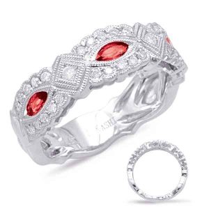 White Gold Ruby & Diamond Ring