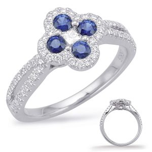 White Gold Sapphire & Diamond Ring
