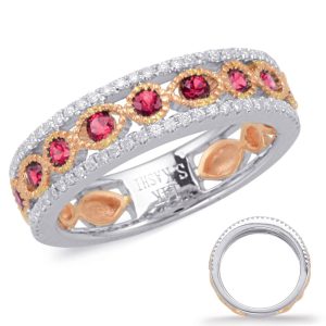 Rose & White Gold Ruby & Diamond Ring