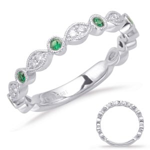 White Gold Emerald & Diamond Ring