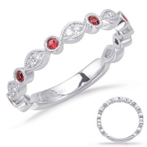 White Gold Ruby & Diamond Ring
