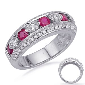 White Gold Ruby & Diamond Ring