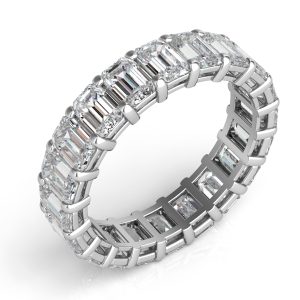 White Gold Emerald Cut Eternity Band