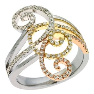Rose & Yellow & White Gold Fashion Ring