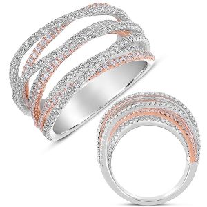 White & Rose Gold Pave Ring