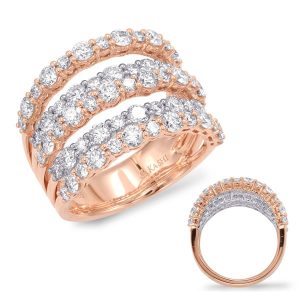 White & Rose Gold Pave Ring
