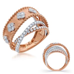 White & Rose Gold Pave Ring