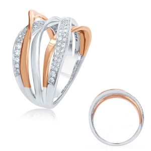 Rose & White Diamond Fashion Ring