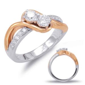 White & Rose Gold Two Stone Ring