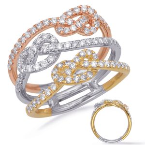 Rose & Yellow & White Gold Fashion Ring