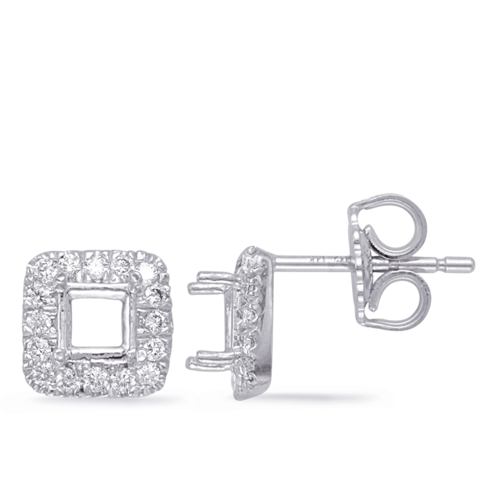 White Gold Diamond Earring for 5.5mm cen