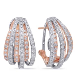 Rose & White Gold Diamond Earring