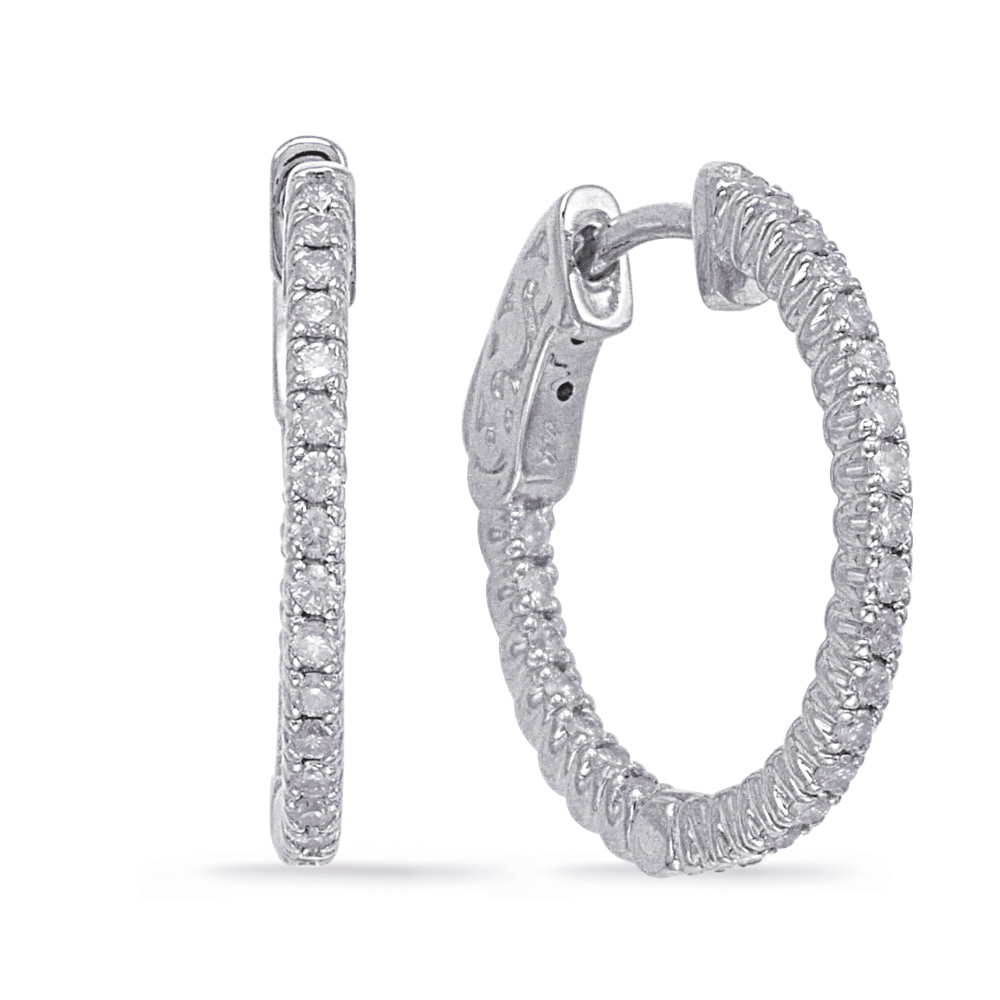 White Gold 3/4 Securehinge Hoop Earring