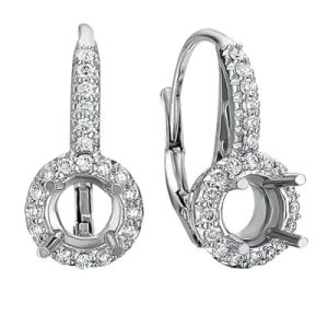 White Gold Earring For 1/2ct Round stone