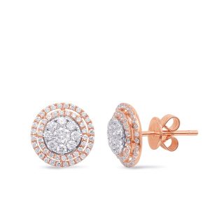 White & Rose Gold Diamond Earring