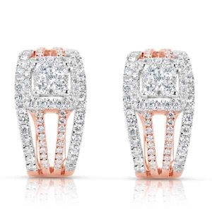 Rose & White Gold Diamond Earring
