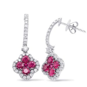 White Gold Ruby & Diamond Earring