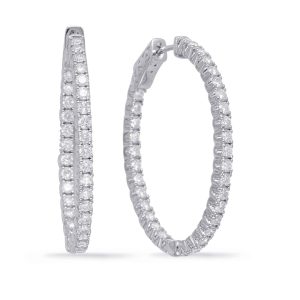 White Gold 1.5in Securehinge Hoop Earrin