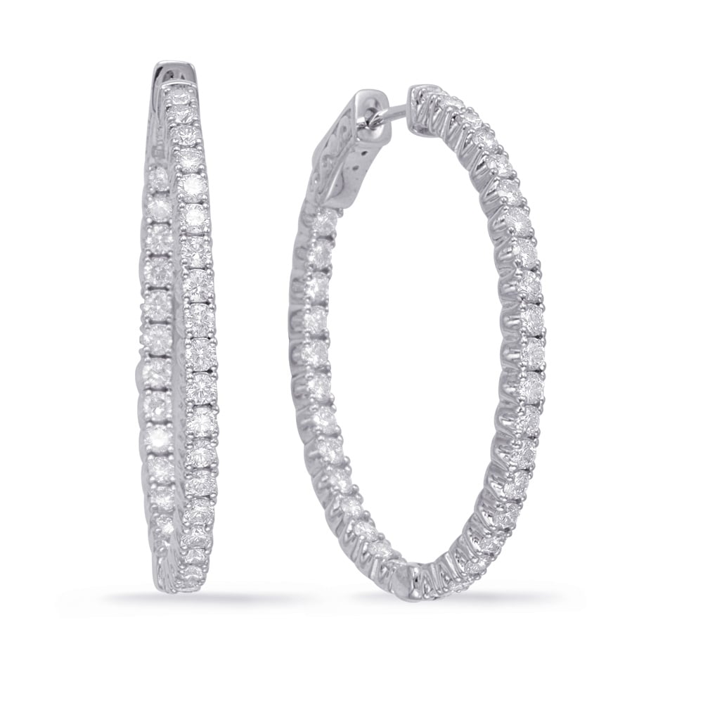 White Gold 1.5in Securehinge Hoop Earrin