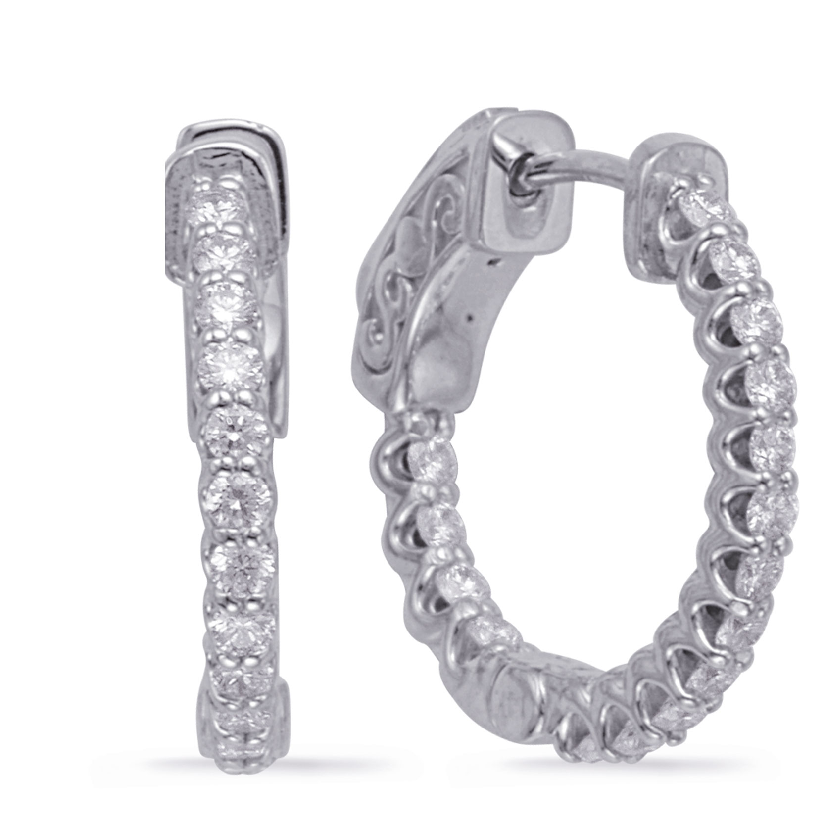 White Gold .75 inch Securehinge Hoops