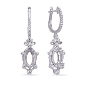 White Gold Diamond Earring 8x4mm