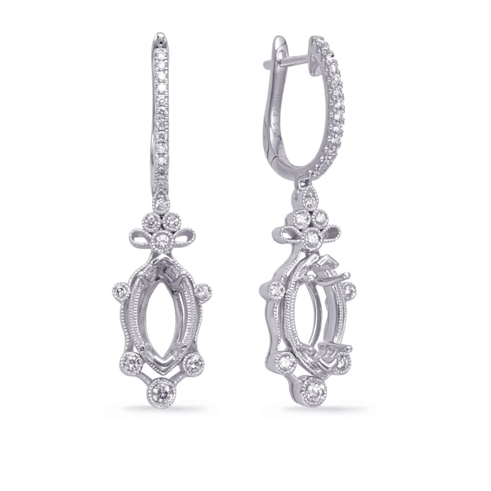 White Gold Diamond Earring 8x4mm