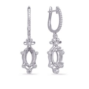 White Gold Diamond Earring 9×4.5mm