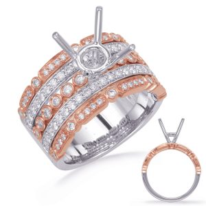 Rose & White Gold Diamond Engagement Rin