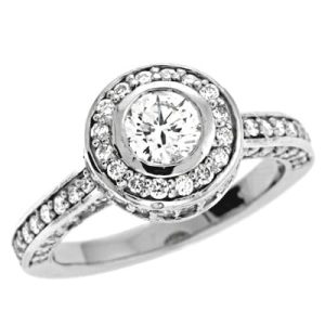 White Gold Halo Engagement Ring