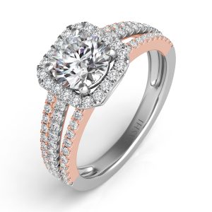 White & Rose Gold Engagement Ring