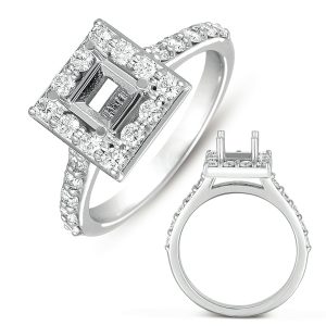 White Gold Halo Ring 5.0mm center