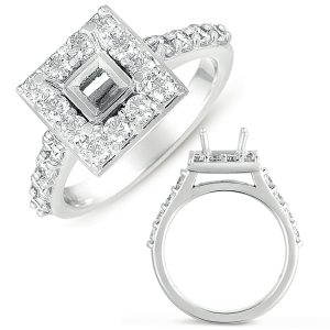 White Gold Halo Ring 5mm sqaure head
