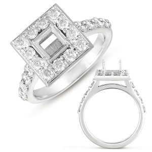 White Gold Halo Ring 5.5mm sqaure head